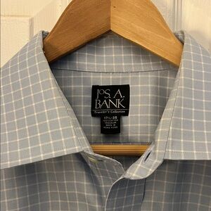 Jos. A. Bank Men's Light Blue Plaid Dress Shirt